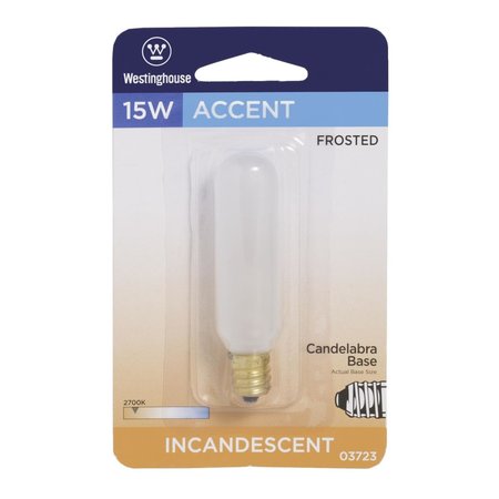 Westinghouse 15 W T6.5 Tubular Incandescent Bulb E12 (Candelabra) Warm White 03723